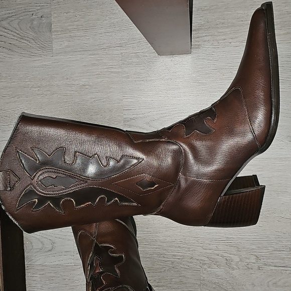 Brown Leather Western Boots size 8 - Picture 6 of 8